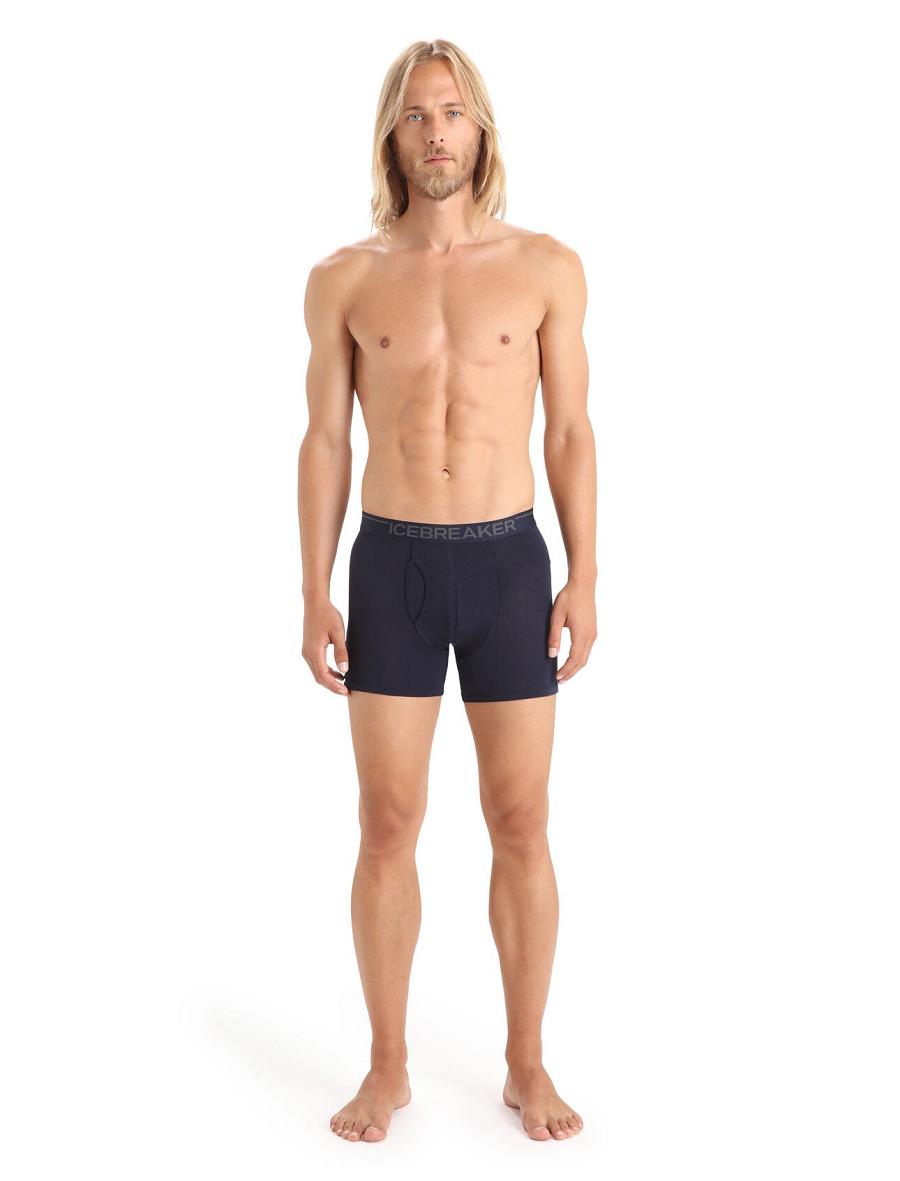 Sous Vêtement Icebreaker Merino Anatomica Boxers With Fly Homme Bleu Marine | FR 1307OKIR